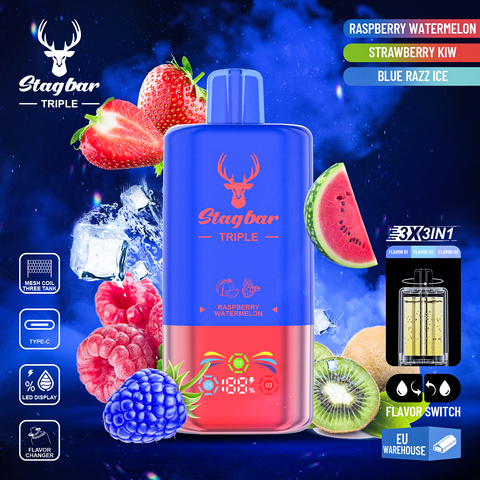 Star Bar Triple 60000 Puffs 3 IN 1 Disposable Vape