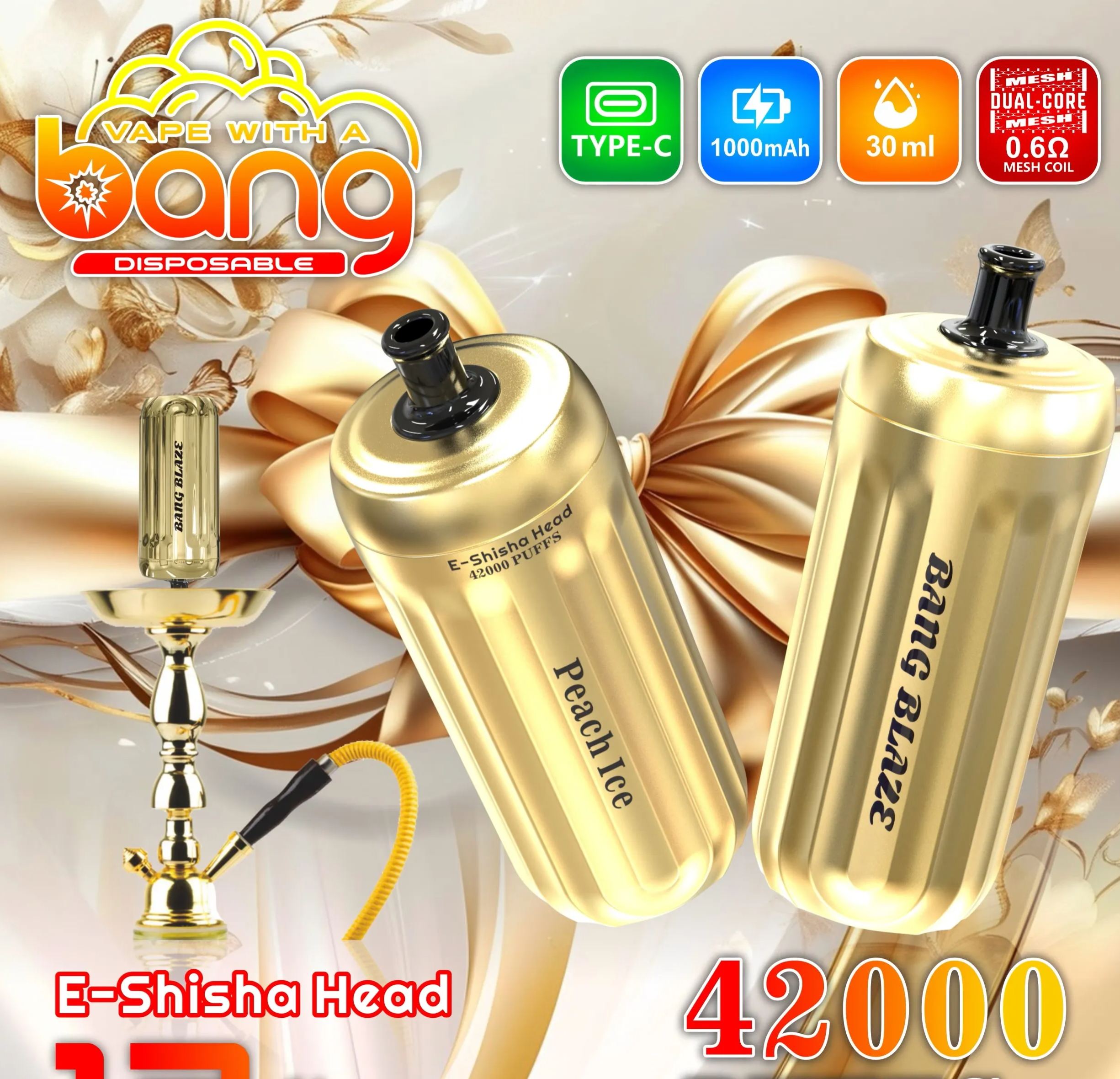 Bang Blaze 42000 E Shisha Head Disposable Vape Puffs  42k-kamryvape