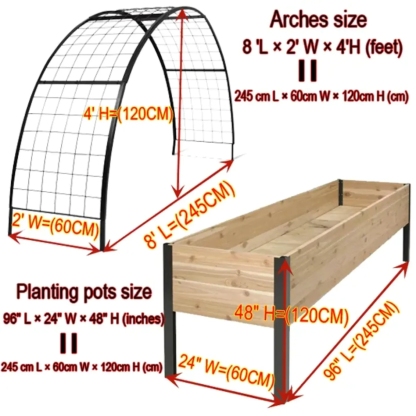 🌷Spring Clearance Sale ⚡ Limited Stock-Only $ 24.98 EACH🔥8' X 2' x 4' Self-Watering Eco-Stained Elevated Planter Box+ Arch Trellis