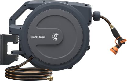 ⏰Giraffe Tools AW30 1/2MB Retractable Garden Hose Reel 1/2" x 100 ft PRO Metal Bracket, Any Length Lock Hose Reel