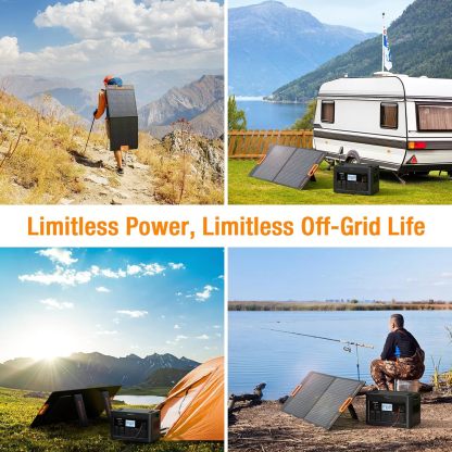 LiFePO4 Solar Generator UPS Home Battery Backup Power w/4 2400W AC Outlets (4800W Peak)