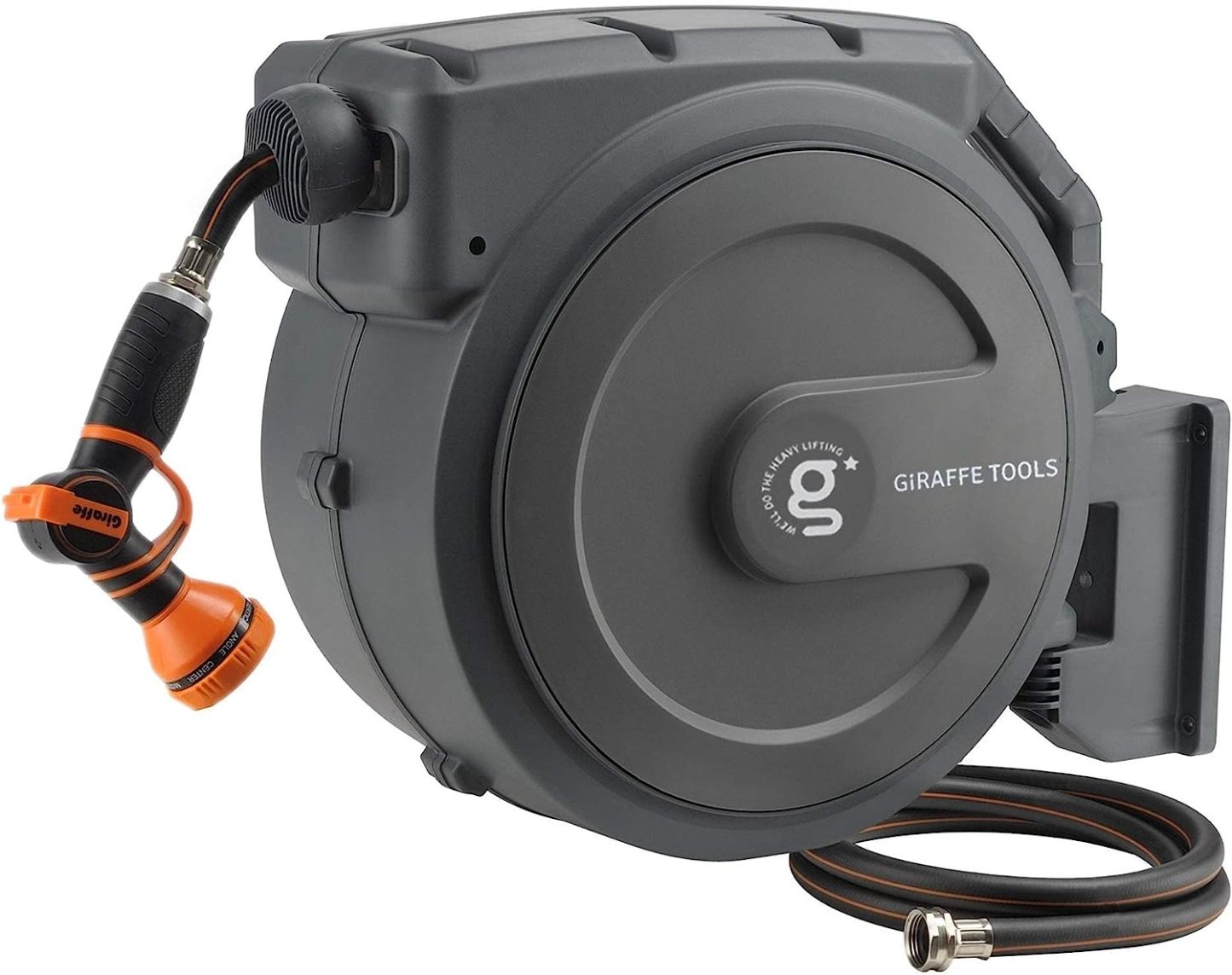 ⏰Giraffe Tools AW30 1/2MB Retractable Garden Hose Reel 1/2" x 100 ft PRO Metal Bracket, Any Length Lock Hose Reel