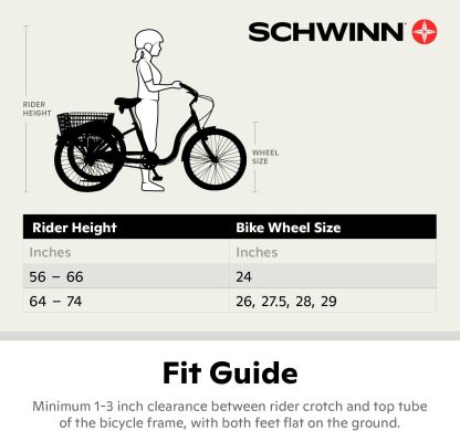 Schwinn Meridian Adult Tricycle Bike, Three Wheel Beach Cruiser, 24 & 26-Inch Wheels, Low Step-Through Aluminum Frame, Adjustable Handlebars, Large Cruiser Seat, Rear Folding Basket
