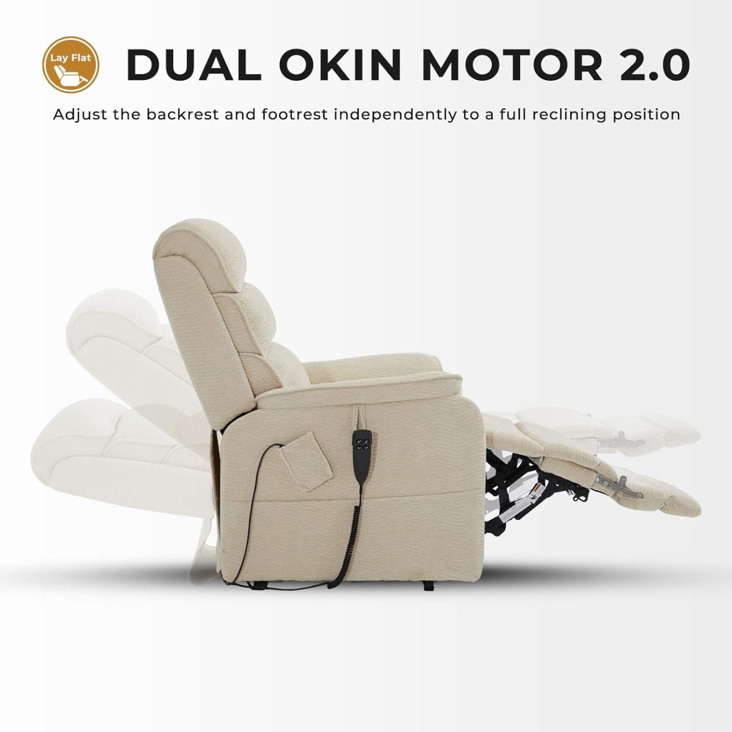 Irene House 9188 Medium Dual Motor Lay Flat Recliner Lift Chair Recliners Infinite Position with Heat Massage for Elderly Up to 300 LBS Electric Power Lift Recliner Chair Sofa