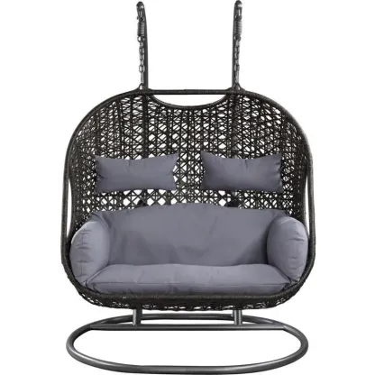 💖Clearance Sale⚡2 Person Wicker Patio Hanging Relaxation Swing Hammock Chair - With Stand and UV Protection Pad