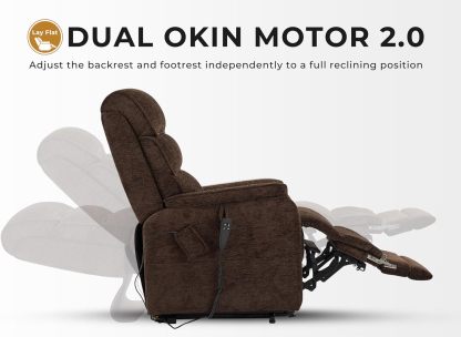 Irene House 9188 Medium Dual Motor Lay Flat Recliner Lift Chair Recliners Infinite Position with Heat Massage for Elderly Up to 300 LBS Electric Power Lift Recliner Chair Sofa