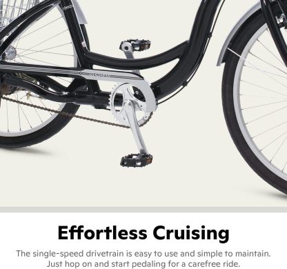 Schwinn Meridian Adult Tricycle Bike, Three Wheel Beach Cruiser, 24 & 26-Inch Wheels, Low Step-Through Aluminum Frame, Adjustable Handlebars, Large Cruiser Seat, Rear Folding Basket