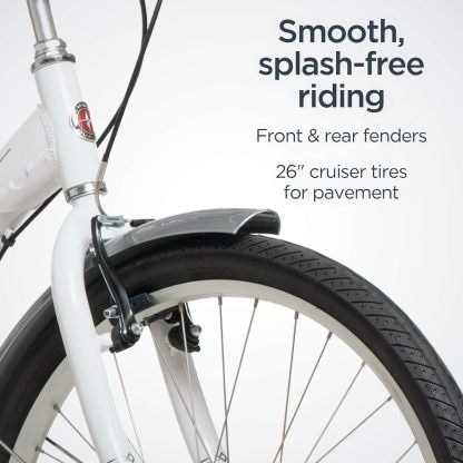 Schwinn Meridian Adult Tricycle Bike, Three Wheel Beach Cruiser, 24 & 26-Inch Wheels, Low Step-Through Aluminum Frame, Adjustable Handlebars, Large Cruiser Seat, Rear Folding Basket