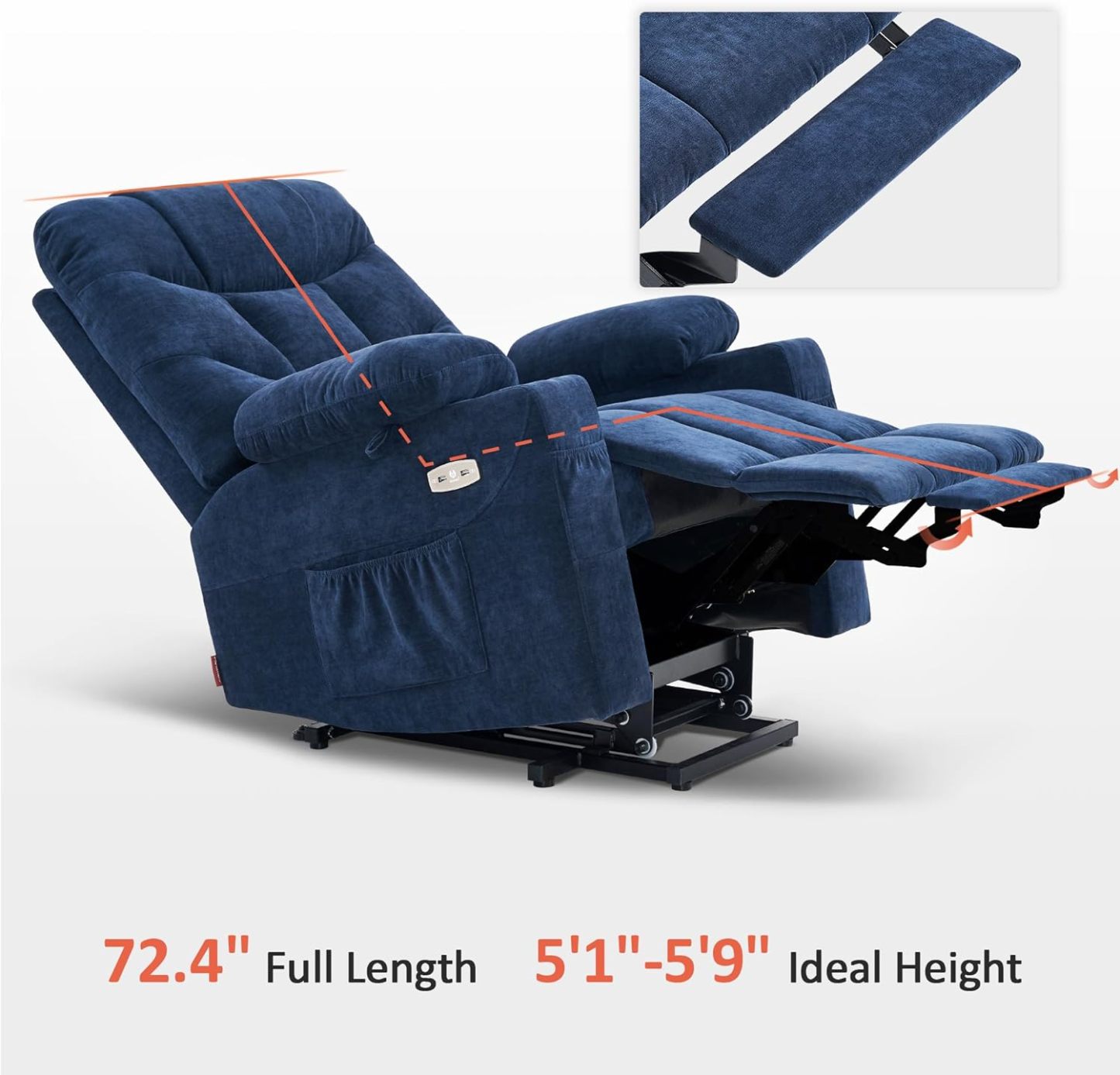 MCombo Regular Power Lift Recliner Chair with Extended Footrest for Elderly People, Fabric 7287 (Brown, Regular)