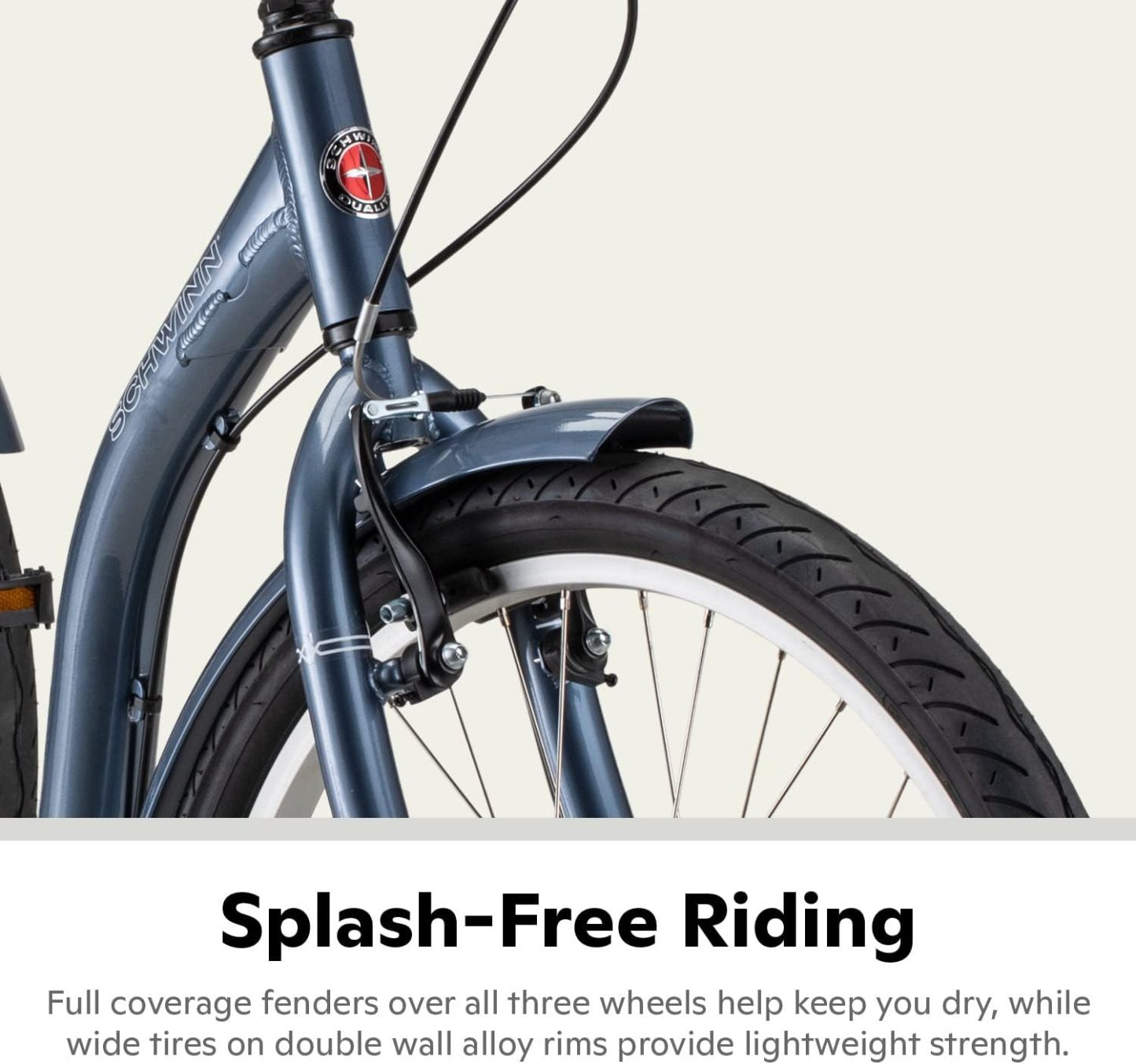 Schwinn Meridian Adult Tricycle Bike, Three Wheel Beach Cruiser, 24 & 26-Inch Wheels, Low Step-Through Aluminum Frame, Adjustable Handlebars, Large Cruiser Seat, Rear Folding Basket