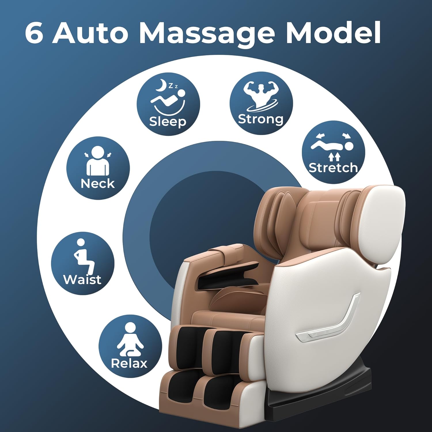 2024 Massage Chair, Full Body Zero Gravity Massage Chair with 8 Fixed Massage Rollers, 6 Auto Modes, Waist Heated, Bluetooth Speaker