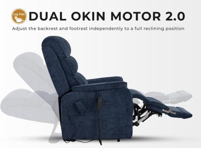 Irene House 9188 Medium Dual Motor Lay Flat Recliner Lift Chair Recliners Infinite Position with Heat Massage for Elderly Up to 300 LBS Electric Power Lift Recliner Chair Sofa