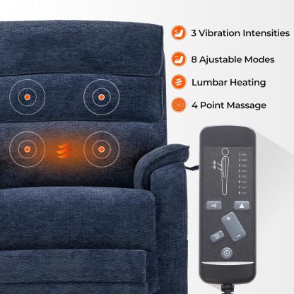 Irene House 9188 Medium Dual Motor Lay Flat Recliner Lift Chair Recliners Infinite Position with Heat Massage for Elderly Up to 300 LBS Electric Power Lift Recliner Chair Sofa