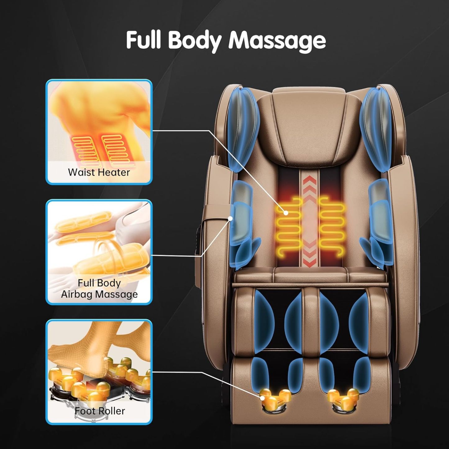 2024 Full Body Massage Chair, Zero Gravity Massage Chair Recliner with Heating Function, Auto Modes, Bluetooth Music Player, Foot Massage