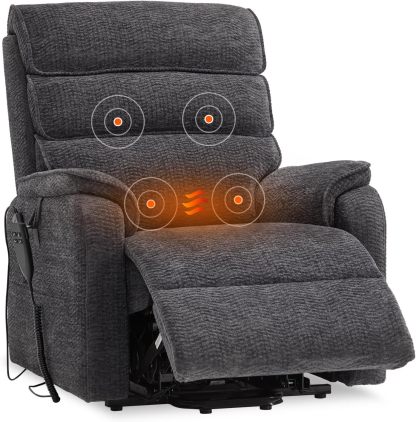 Irene House 9188 Medium Dual Motor Lay Flat Recliner Lift Chair Recliners Infinite Position with Heat Massage for Elderly Up to 300 LBS Electric Power Lift Recliner Chair Sofa