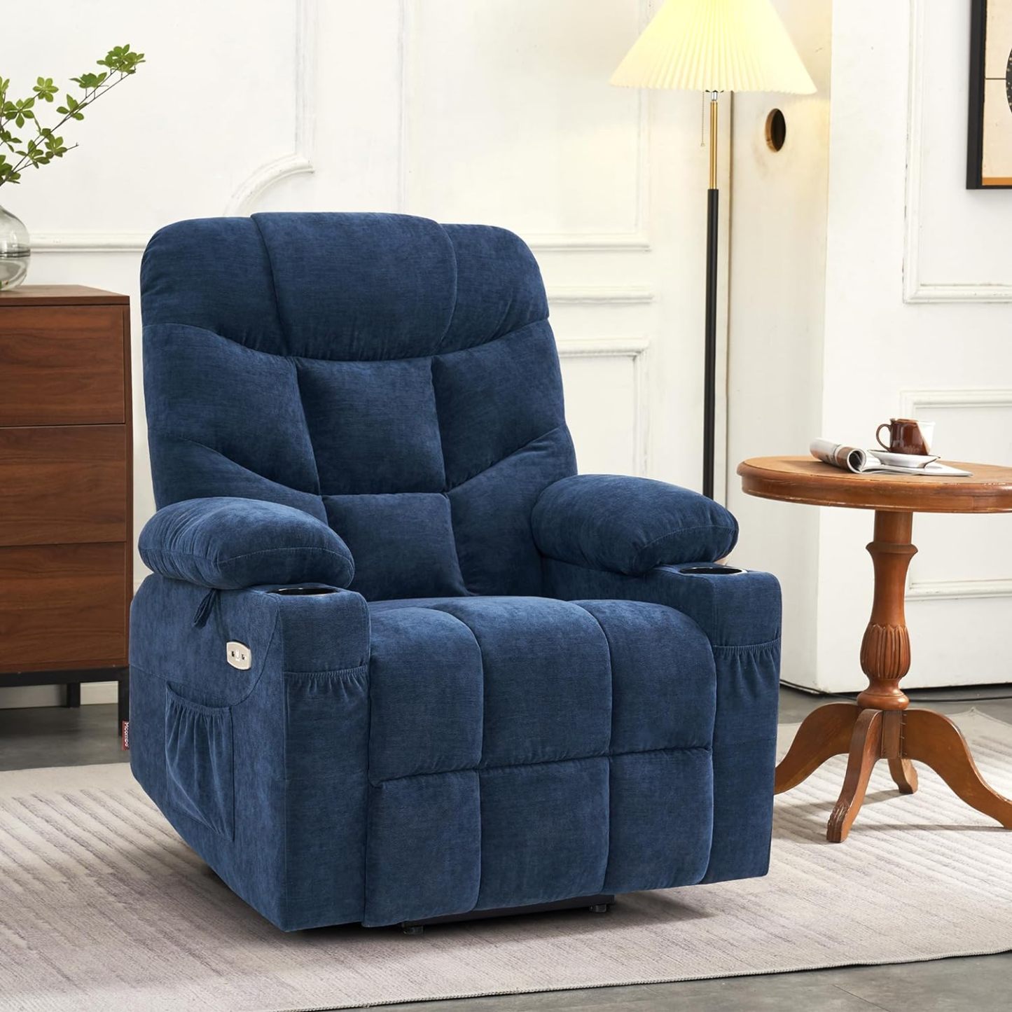 MCombo Regular Power Lift Recliner Chair with Extended Footrest for Elderly People, Fabric 7287 (Brown, Regular)
