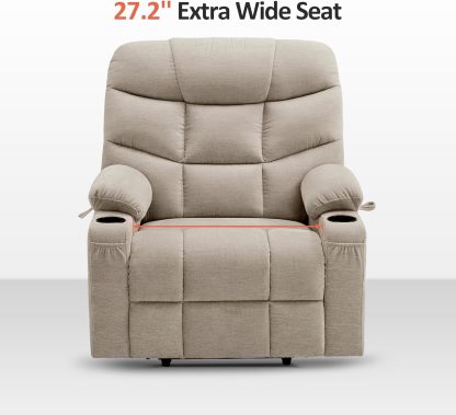 MCombo Regular Power Lift Recliner Chair with Extended Footrest for Elderly People, Fabric 7287 (Brown, Regular)