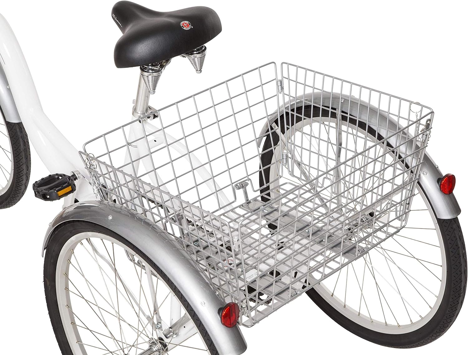 Schwinn Meridian Adult Tricycle Bike, Three Wheel Beach Cruiser, 24 & 26-Inch Wheels, Low Step-Through Aluminum Frame, Adjustable Handlebars, Large Cruiser Seat, Rear Folding Basket