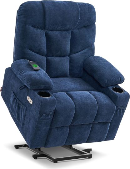 MCombo Regular Power Lift Recliner Chair with Extended Footrest for Elderly People, Fabric 7287 (Brown, Regular)
