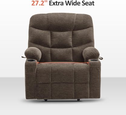 MCombo Regular Power Lift Recliner Chair with Extended Footrest for Elderly People, Fabric 7287 (Brown, Regular)