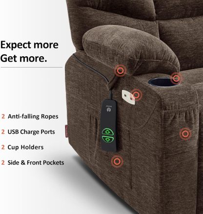 MCombo Regular Power Lift Recliner Chair with Extended Footrest for Elderly People, Fabric 7287 (Brown, Regular)