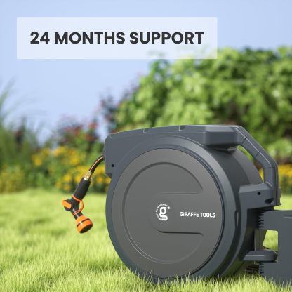 ⏰Giraffe Tools AW30 1/2MB Retractable Garden Hose Reel 1/2" x 100 ft PRO Metal Bracket, Any Length Lock Hose Reel