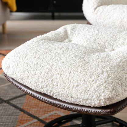 Mid-Century Modern Faux Fur Lounge Swivel Chair for Reading/Living Room/Bedroom