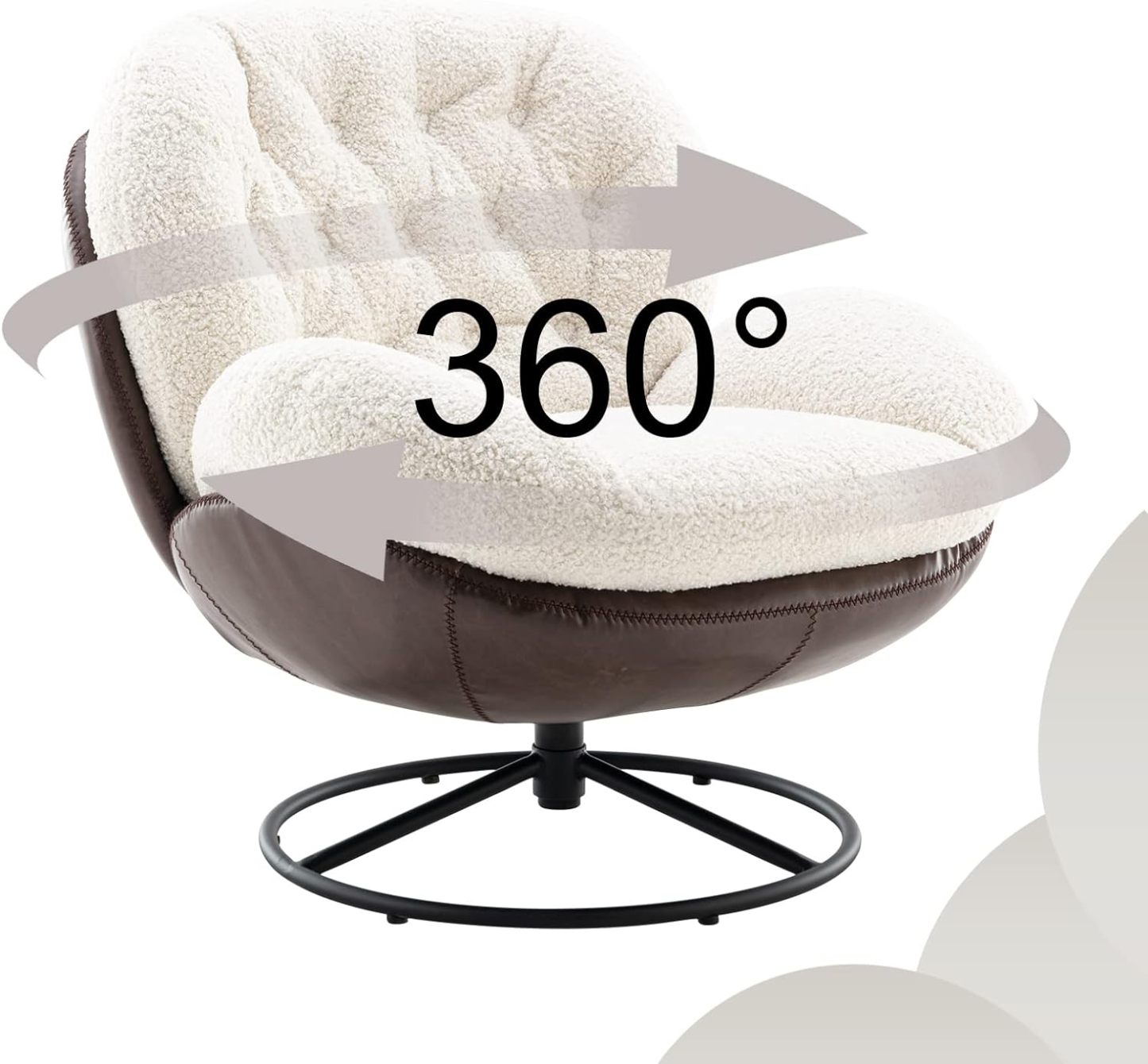 Mid-Century Modern Faux Fur Lounge Swivel Chair for Reading/Living Room/Bedroom