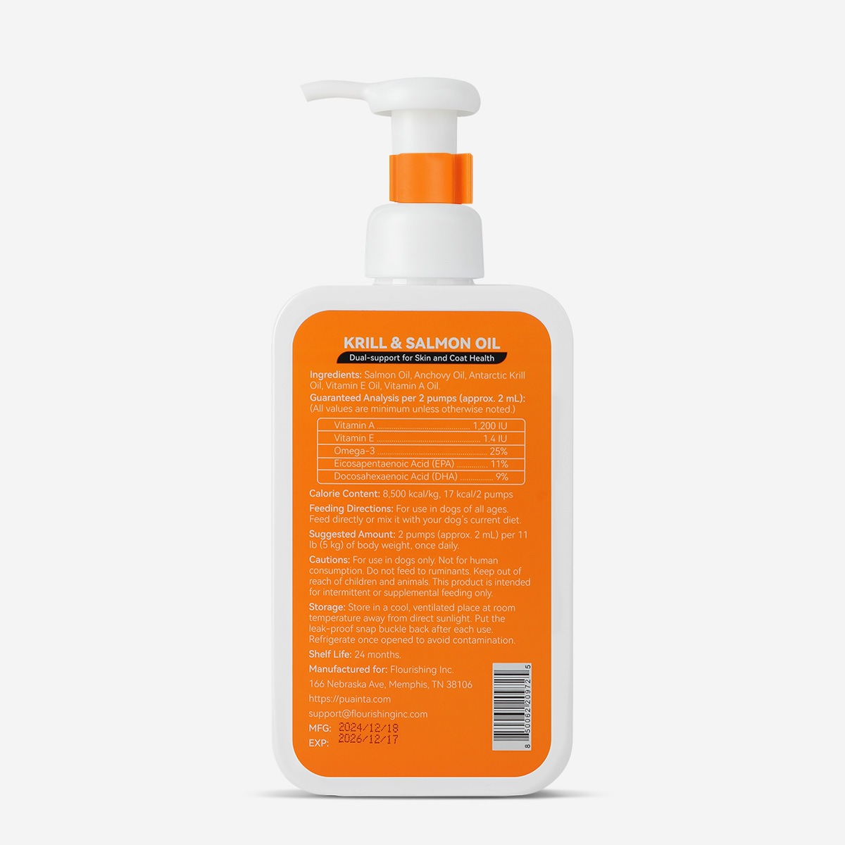 Puainta® Krill Salmon Oil Skin and Coat Health for Dog