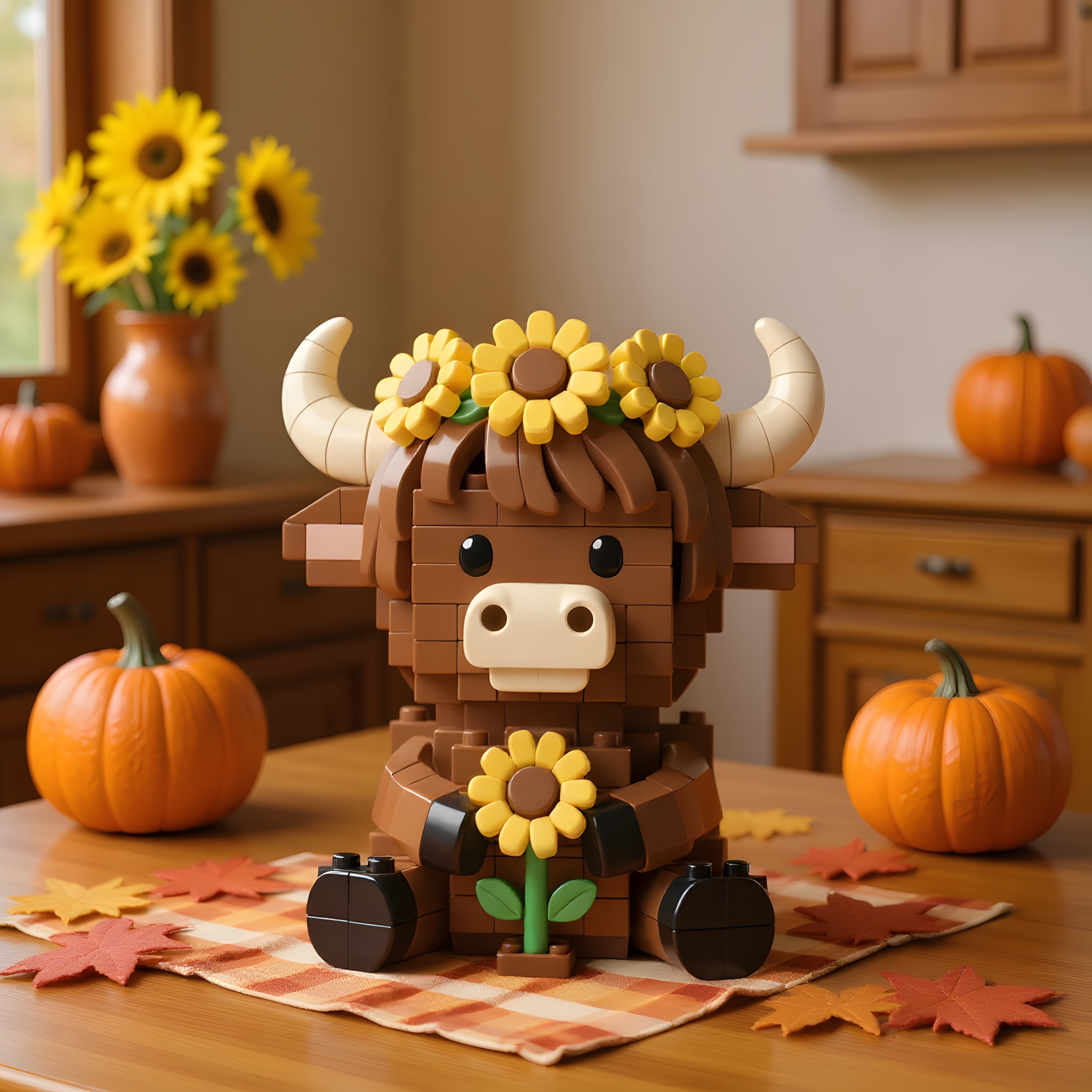 Scottish Highlands Cow and Sunflower Brick Set🌻🐂