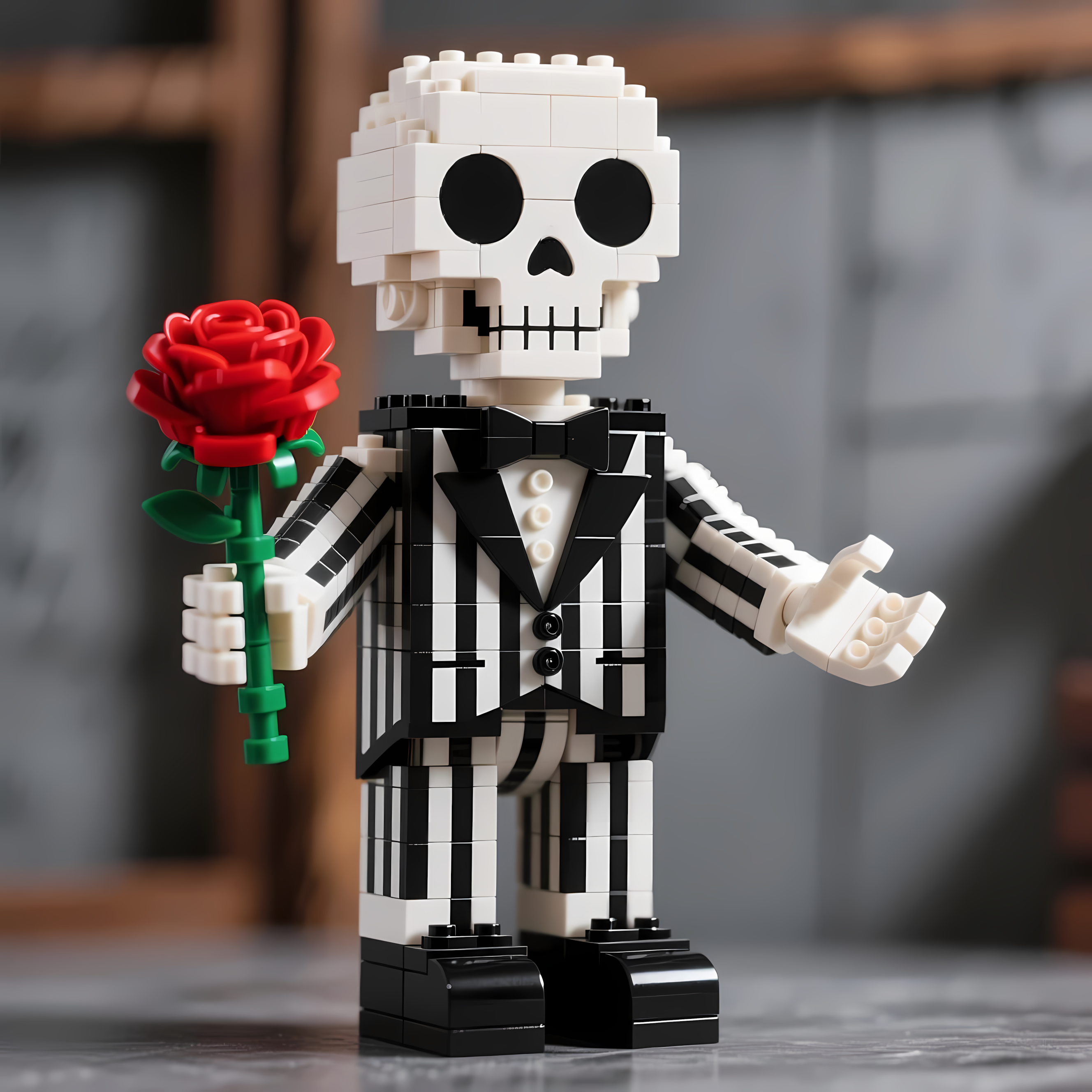 Gothic Skeleton & Rose Brick Set💀🌹