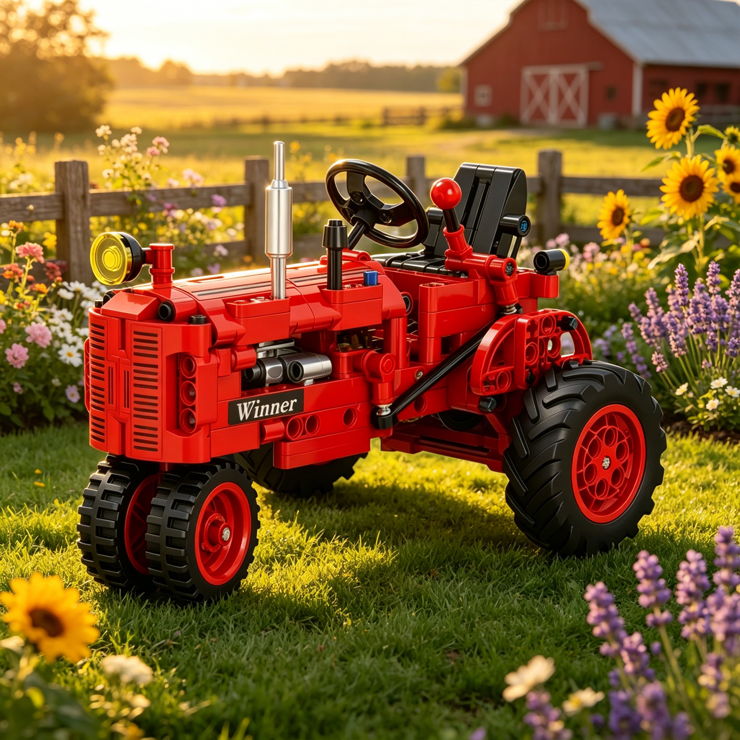 Vintage Farm Tractor Brick Set – Classic Red Heritage Edition 🚜🌾Build a Piece of American Farm Legacy