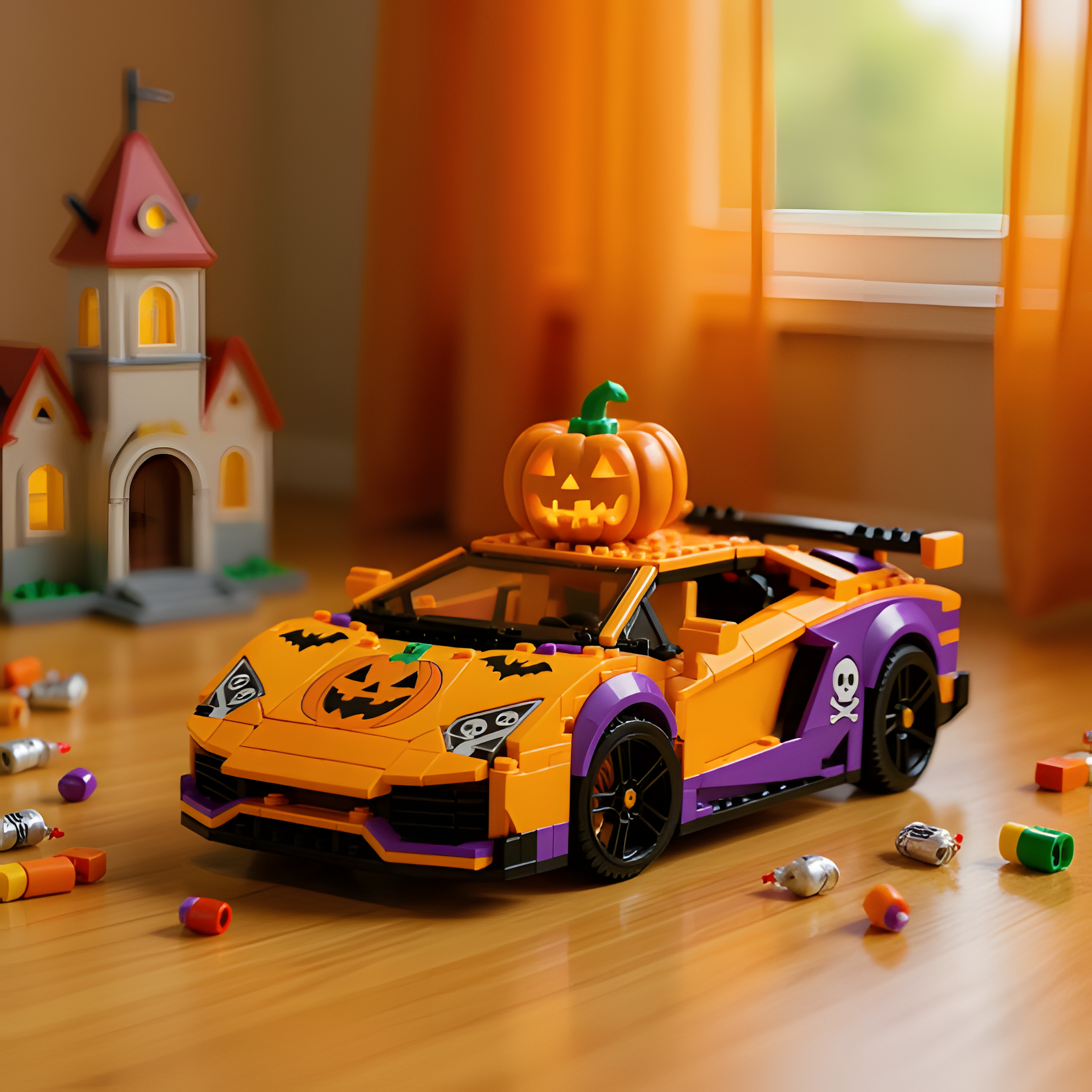 2025 Halloween Pumpkin Supercar Brick Set🚗