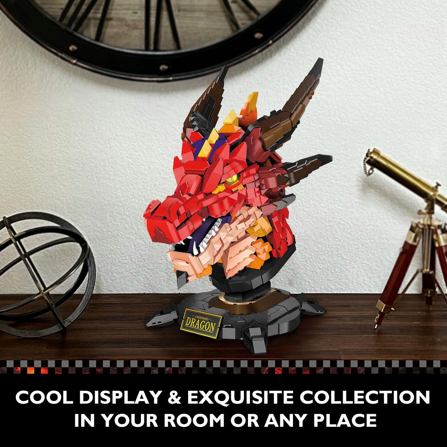 Crimson Dragon Head Building Block Set