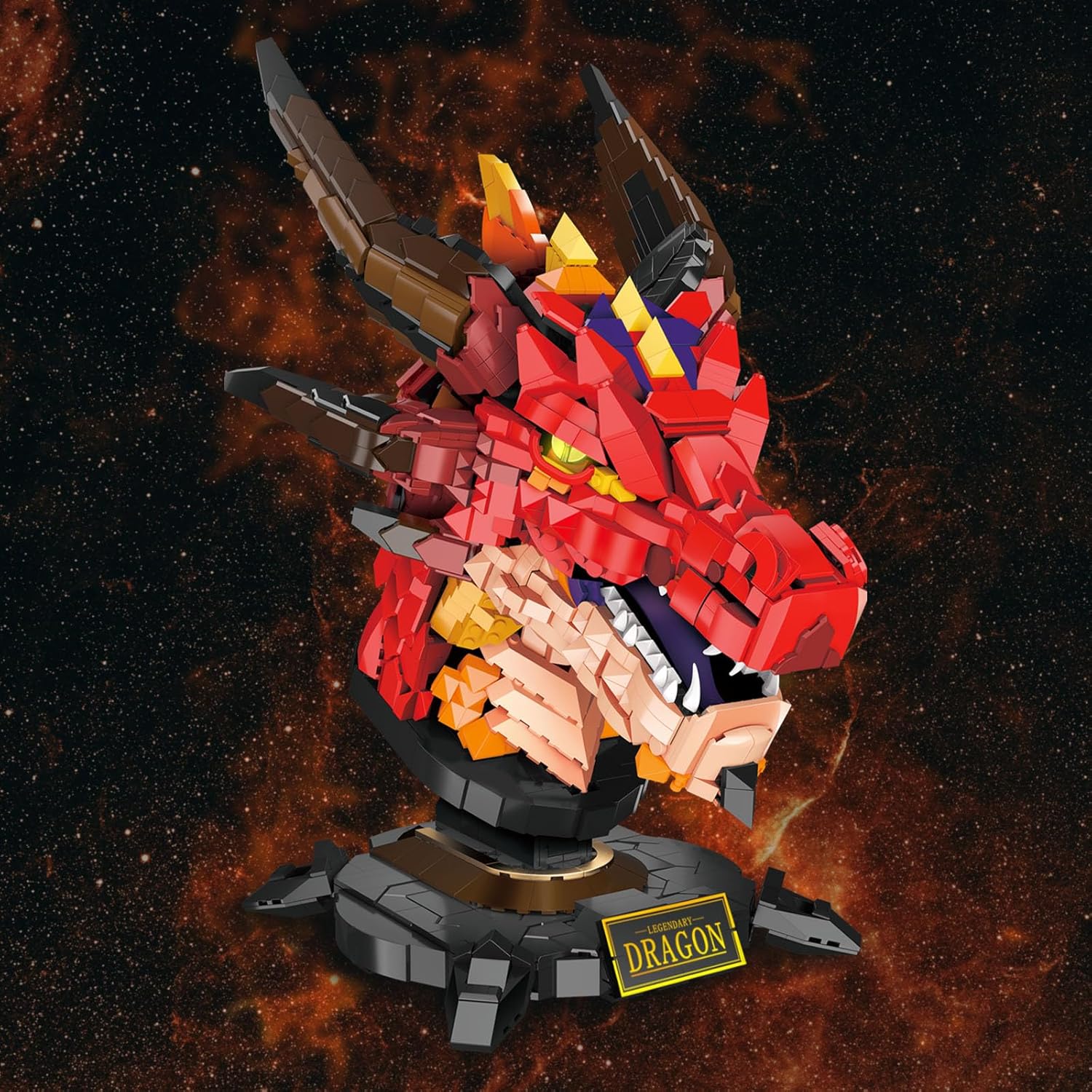 Crimson Dragon Head Building Block Set
