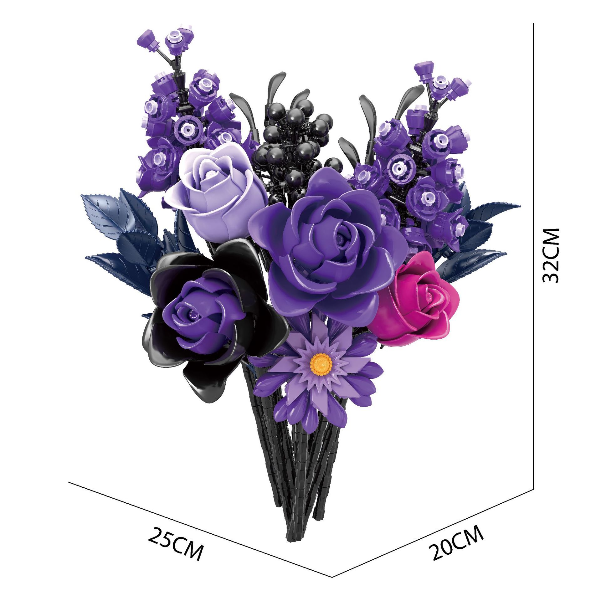 Purple Rose Bouquet Building Blocks💐