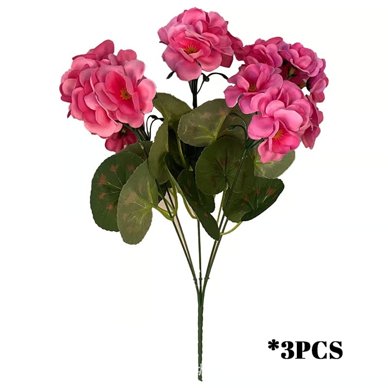🌸 Lush, UV-Resistant Artificial Geraniums – Real Look, No Maintenance! 🌞🏡