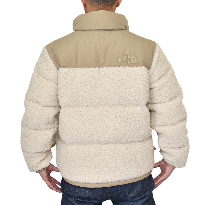 THttgE NORttgTH FAttgCE High Pile 600 Fill Recycled Waterfowl Down Nuptse Jacket 'Gardenia White Gravel'