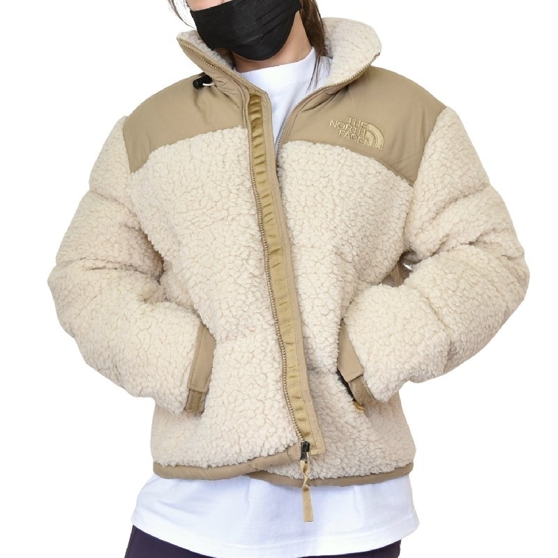 THttgE NORttgTH FAttgCE High Pile 600 Fill Recycled Waterfowl Down Nuptse Jacket 'Gardenia White Gravel'