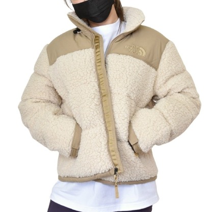 THttgE NORttgTH FAttgCE High Pile 600 Fill Recycled Waterfowl Down Nuptse Jacket 'Gardenia White Gravel'