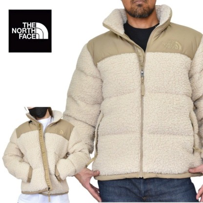 THttgE NORttgTH FAttgCE High Pile 600 Fill Recycled Waterfowl Down Nuptse Jacket 'Gardenia White Gravel'
