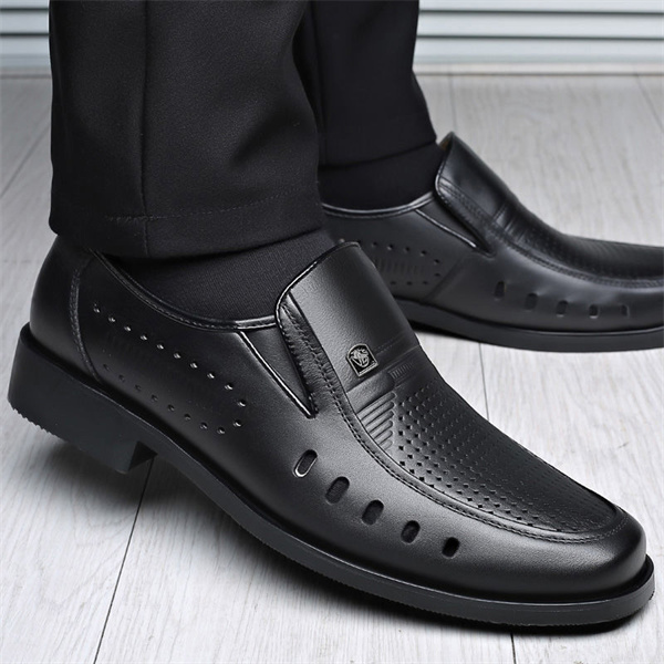 Summer breathable leather sandals thin business formal casual white hollow soft leather men's shoes