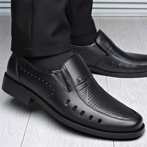 Summer breathable leather sandals thin business formal casual white hollow soft leather men's shoes