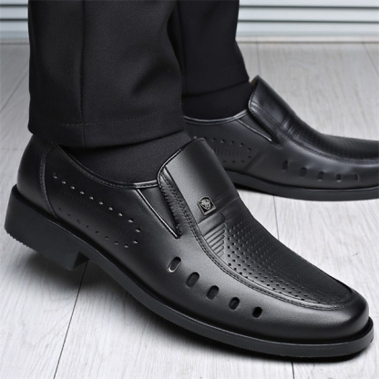 Summer breathable leather sandals thin business formal casual white hollow soft leather men's shoes