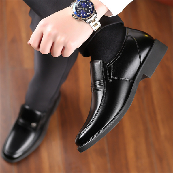 Men's leather shoes with height-enhancing inner business formal shoes for dads