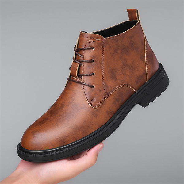 Men's retro wide-lasting cowboy-style trendy long Martin boots