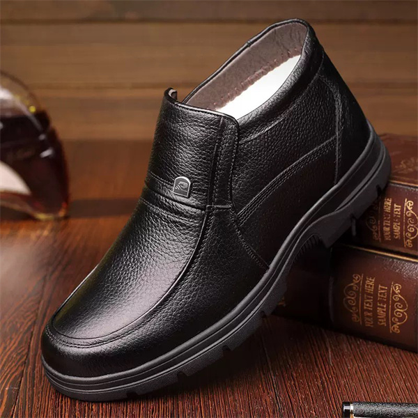 Men's leather waterproof fleece lined soft sole  shoes