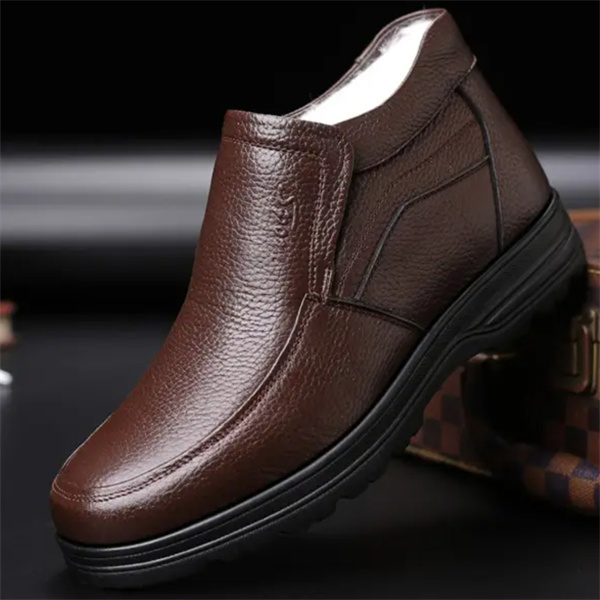 Men's Genuine Leather Waterproof Wool LinedSoft-Sole Loafers|Warm & Comfortable