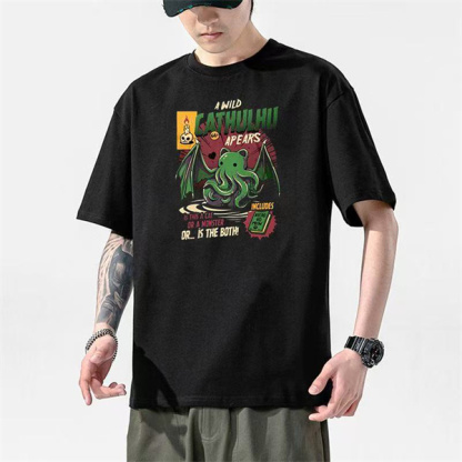 [Cthulhu Mythos × Cute Contrast] Cathulhu Cat Cthulhu Fun Cartoon Style Short-Sleeve T-Shirt
