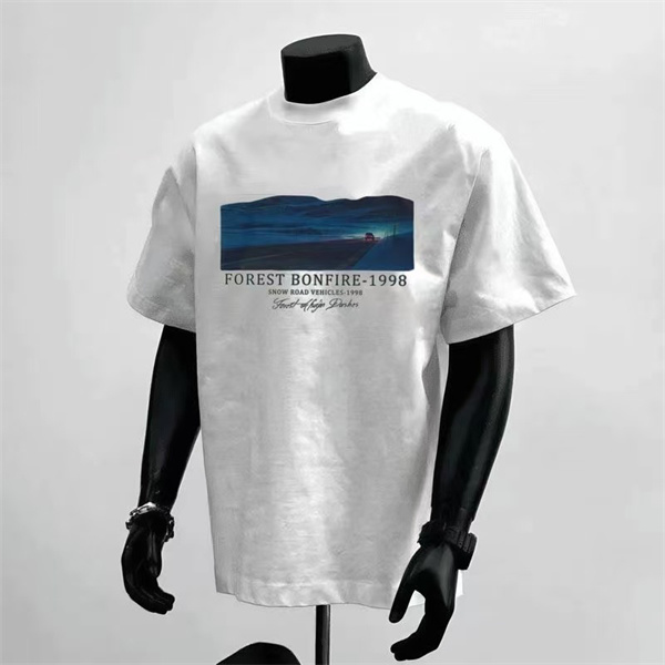 【FOREST BONFIRE-1998】Retro Highway Scenery Print Short-Sleeve T-Shirt